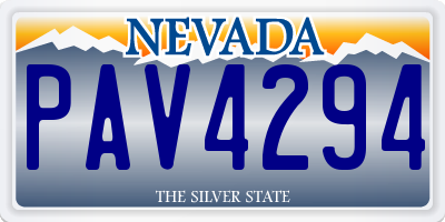 NV license plate PAV4294