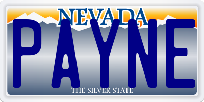 NV license plate PAYNE