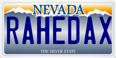 NV license plate RAHEDAX