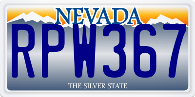 NV license plate RPW367