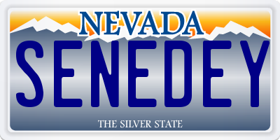 NV license plate SENEDEY