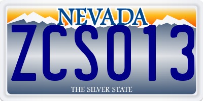 NV license plate ZCS013