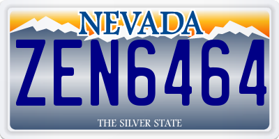 NV license plate ZEN6464