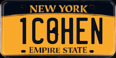 NY license plate 1COHEN