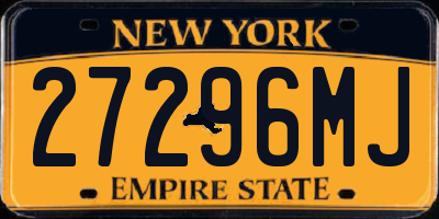 NY license plate 27296MJ