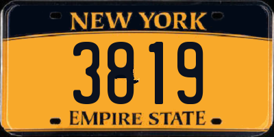 NY license plate 3819