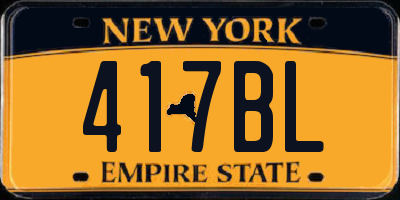 NY license plate 417BL