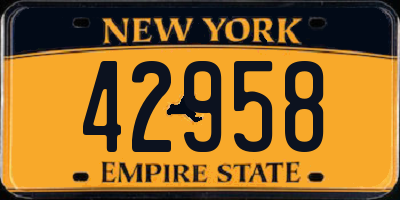 NY license plate 42958