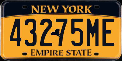 NY license plate 43275ME