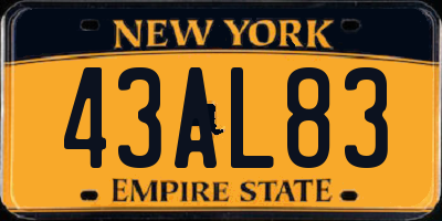 NY license plate 43AL83