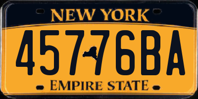 NY license plate 45776BA