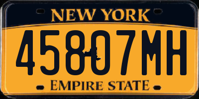 NY license plate 45807MH