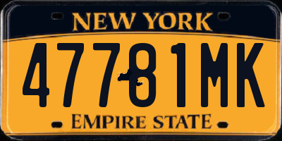 NY license plate 47781MK