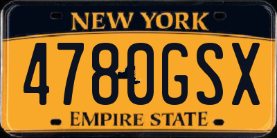 NY license plate 4780GSX