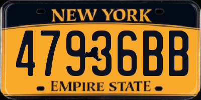 NY license plate 47936BB