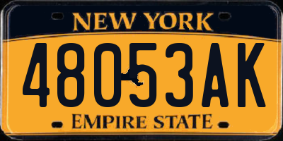 NY license plate 48053AK