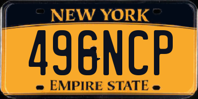 NY license plate 496NCP