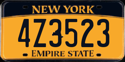 NY license plate 4Z3523