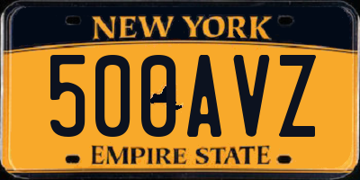 NY license plate 500AVZ