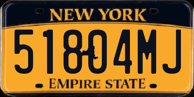 NY license plate 51804MJ
