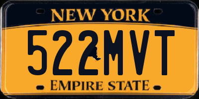 NY license plate 522MVT
