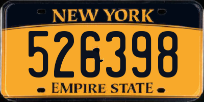 NY license plate 526398