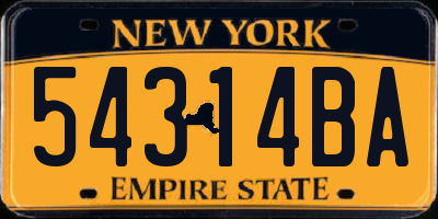NY license plate 54314BA