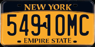 NY license plate 54910MC