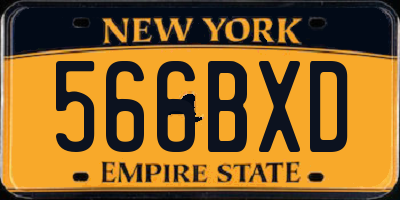NY license plate 566BXD