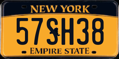 NY license plate 57SH38