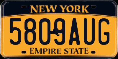 NY license plate 5809AUG