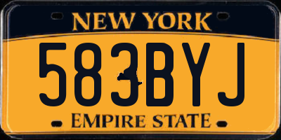 NY license plate 583BYJ