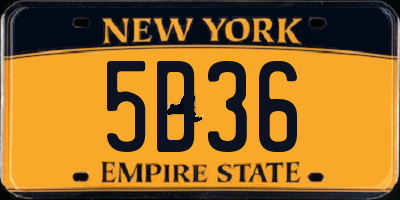 NY license plate 5D36