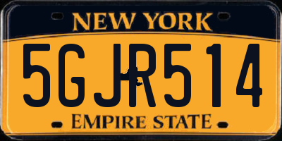 NY license plate 5GJR514