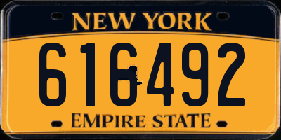 NY license plate 616492