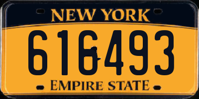 NY license plate 616493