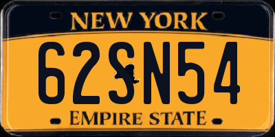 NY license plate 62SN54