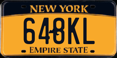 NY license plate 648KL