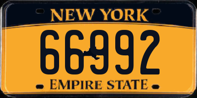 NY license plate 66992