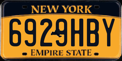 NY license plate 6929HBY