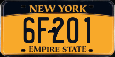 NY license plate 6F201
