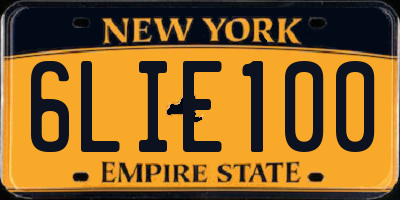 NY license plate 6LIE100