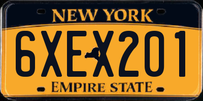 NY license plate 6XEX201