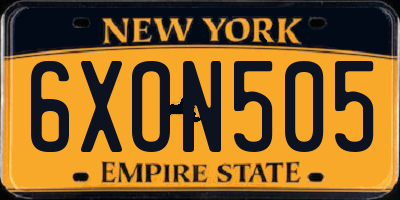 NY license plate 6XON505