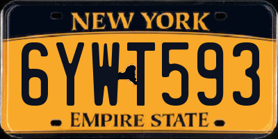 NY license plate 6YWT593