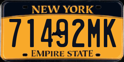 NY license plate 71492MK