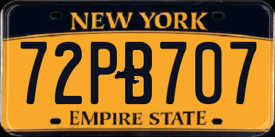 NY license plate 72PB707