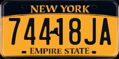 NY license plate 74418JA