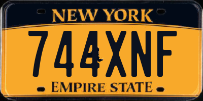 NY license plate 744XNF