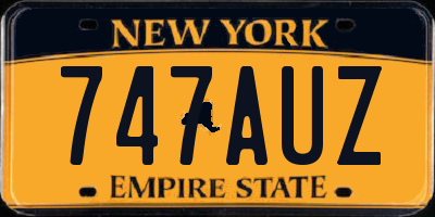 NY license plate 747AUZ